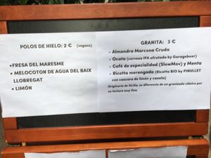 Menu at Parallelo in Barcelona