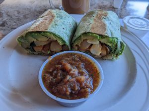 Vegan burrito. They were out of impossible meat but still good! at Cavalier in San Simeon
