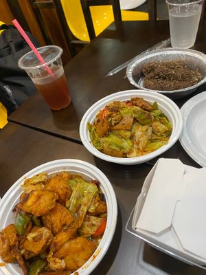 The top dish looks like literal dish but I swear it tasted so good at Tofubox in Brooklyn