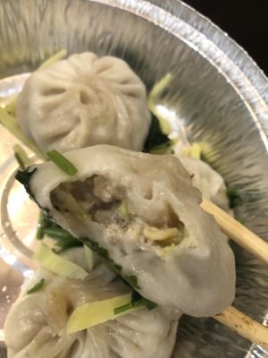 D4 soup dumpling 小籠包with cilantro   at Tofubox in Brooklyn