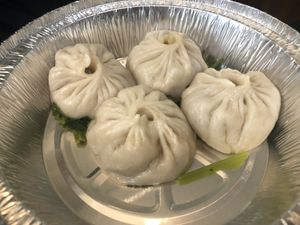 D4 soup dumpling 小籠包 with cilantro and ginger   at Tofubox in Brooklyn