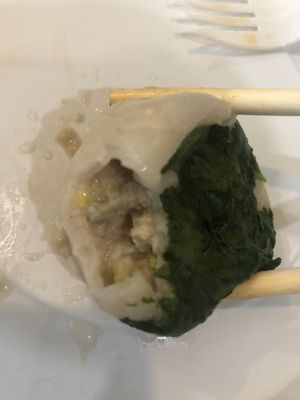 D4 soup dumpling 小籠包 with cilantro and ginger   at Tofubox in Brooklyn