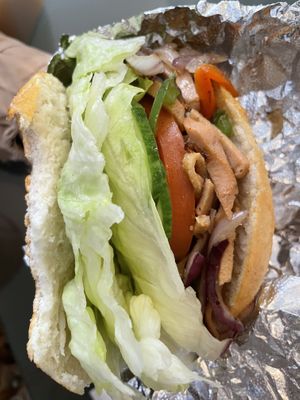 H1 xian burger single, with lettuce cucumber and tomato   at Tofubox in Brooklyn