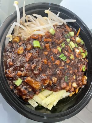 N8 konjac noodle with soy bean paste with bean sprout   at Tofubox in Brooklyn