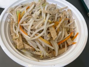 C Sautéed bean sprout with vegan chicken   at Tofubox in Brooklyn