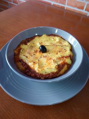 Empadão à bolonhesa de soja com beringela. at Prema in Viseu