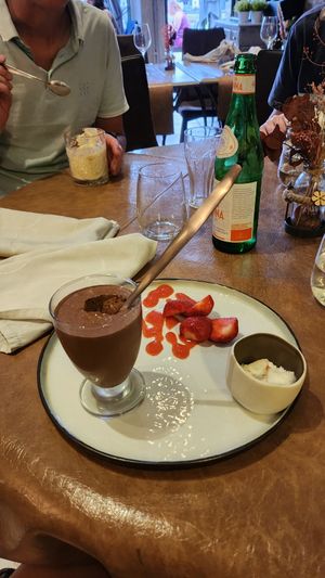 Vegan chocolate mousse at La Carretta in Hotton