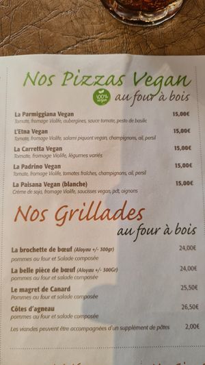 Un choix parmi 5 différentes pizzas vegan !!! at La Carretta in Hotton
