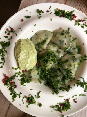 Spinach dumplings at VegaRoom in Lviv
