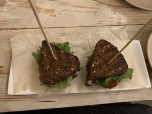 Sandwich with seitan and marinated ginger  at VegaRoom in Lviv