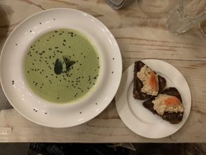 Green soup with hummus  at VegaRoom in Lviv