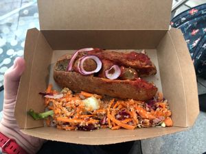 Meatball (vegan) sub with salad at DUB - The Happy Pear - T1 in Dublin