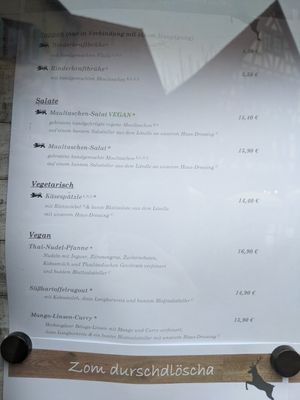 Menu at Hirsch in Besigheim