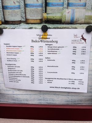 Menu at Hirsch in Besigheim