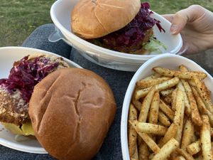 Korean burger & piri piri fries    at Roots in Aberdeen