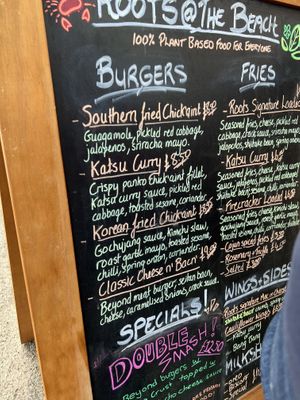 Menu  at Roots in Aberdeen