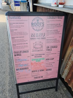 Menu August 2024 at Roots in Aberdeen