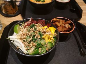 Quinoa bowl + tempeh at Forky's in Vienna