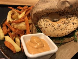 Seitan Bagel at Forky's in Vienna