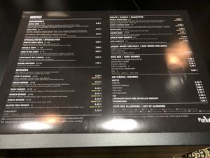 Menu  at Forky's in Vienna