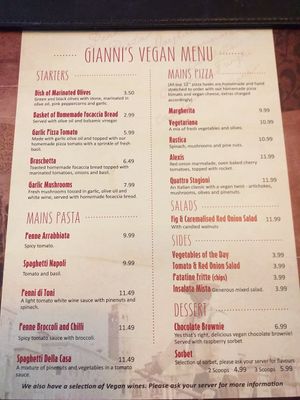 Full vegan menu - need to ask if you want vegan wine at Giannis in Scarborough