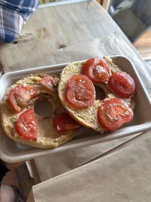 Hummus and tomato   at Beach House Cafe in Kaikoura