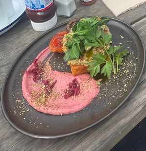 Vegan stack - it was actually better than it looks in the photo! at Beach House Cafe in Kaikoura