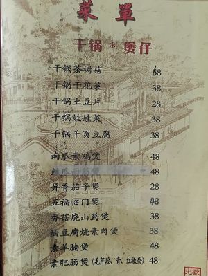 menu in chinese  at Yuanqi Vegetarian - 缘启妙膳 in Urumqi
