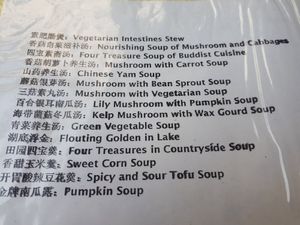 English menu at Yuanqi Vegetarian - 缘启妙膳 in Urumqi