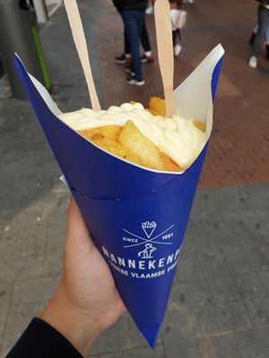 Fries with vegan mayonaise at Manneken Pis in Amsterdam