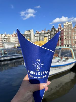 Medium fries with vegan mayo  at Manneken Pis in Amsterdam