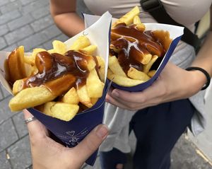 Vegan gravy and chips   at Manneken Pis in Amsterdam