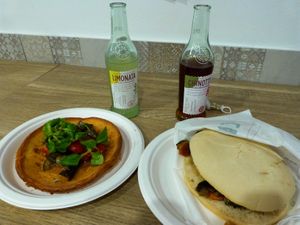 farinata (chickpea flour bread) and panini with vegetables at Anciua in Porto Venere