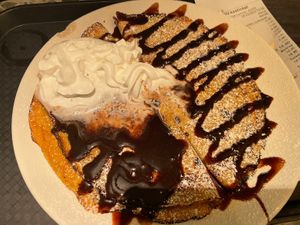 Chocolate and cream pancakes   at Tasty World in Ghent