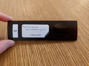 Beeper with positive quote at Oaza Joyful Kitchen in Zagreb