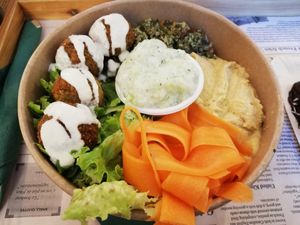 Falafel bowl at Oaza Joyful Kitchen in Zagreb