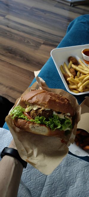Falafel burger at Oaza Joyful Kitchen in Zagreb