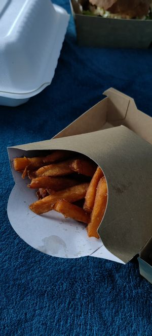 Sweet potato fries at Oaza Joyful Kitchen in Zagreb