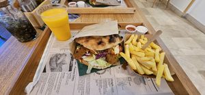 Kebab, fries and Mango lassi at Oaza Joyful Kitchen in Zagreb