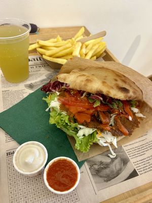 Kebab with Fries & Immuni boost homemade juice  at Oaza Joyful Kitchen in Zagreb