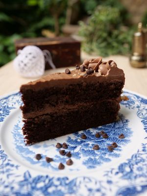 Vegan chocolate cake at Oaza Joyful Kitchen in Zagreb