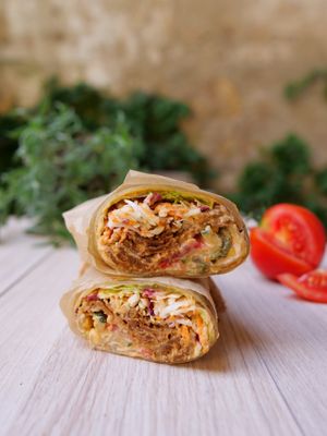 Kebab wrap in a hemp tortilla at Oaza Joyful Kitchen in Zagreb