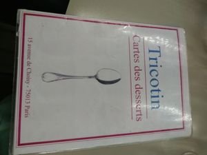 Desserts menu at Tricotin in Paris