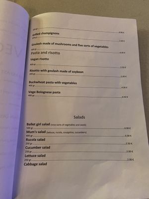 Vegan menu  at Mayka in Podgorica