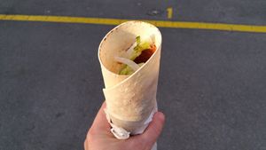 Cigköfte (cold minced "meat" and salad in wrap) at Vegitat in Zurich