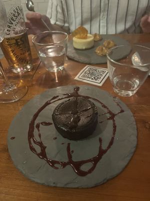 Vegan chocolate fondant dessert  at Sensi Gourmet Tapas in Barcelona