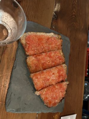 Coca bread with tomato  at Sensi Gourmet Tapas in Barcelona