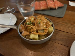 Vegan patatas bravas   at Sensi Gourmet Tapas in Barcelona
