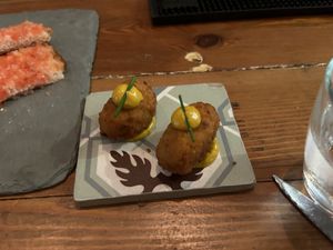 Vegan roasted chicken croquettes  at Sensi Gourmet Tapas in Barcelona