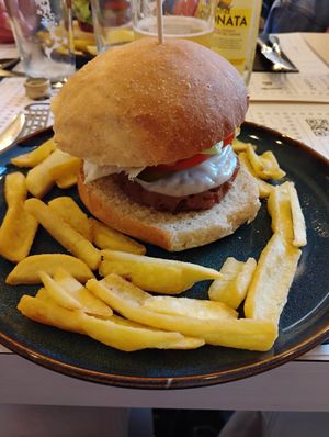 Vegan beyond meat burger w/ vegan cheese at Buns in Alghero